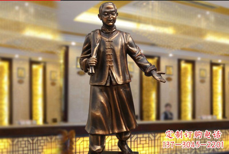 江西精致传统,店小二人物雕塑