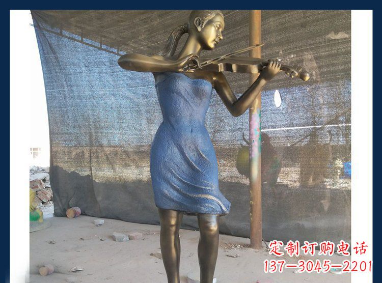江西精美细腻的西方美女拉小提琴人物雕塑