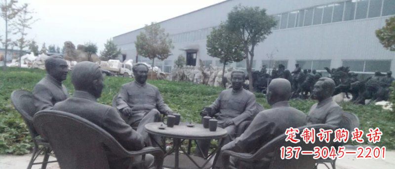 江西广场伟人喝茶人物铜雕