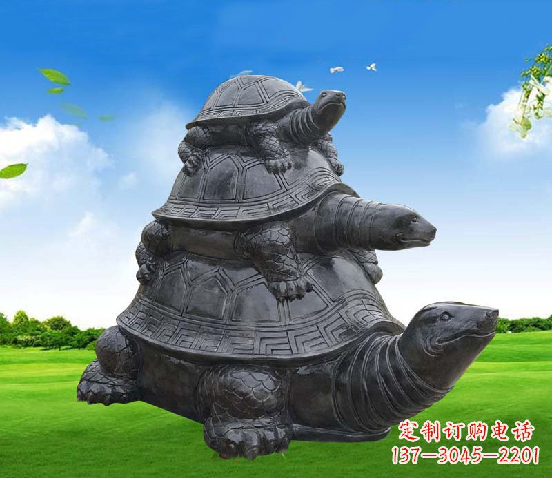江西重现经典,海龟母子石雕动物摆件