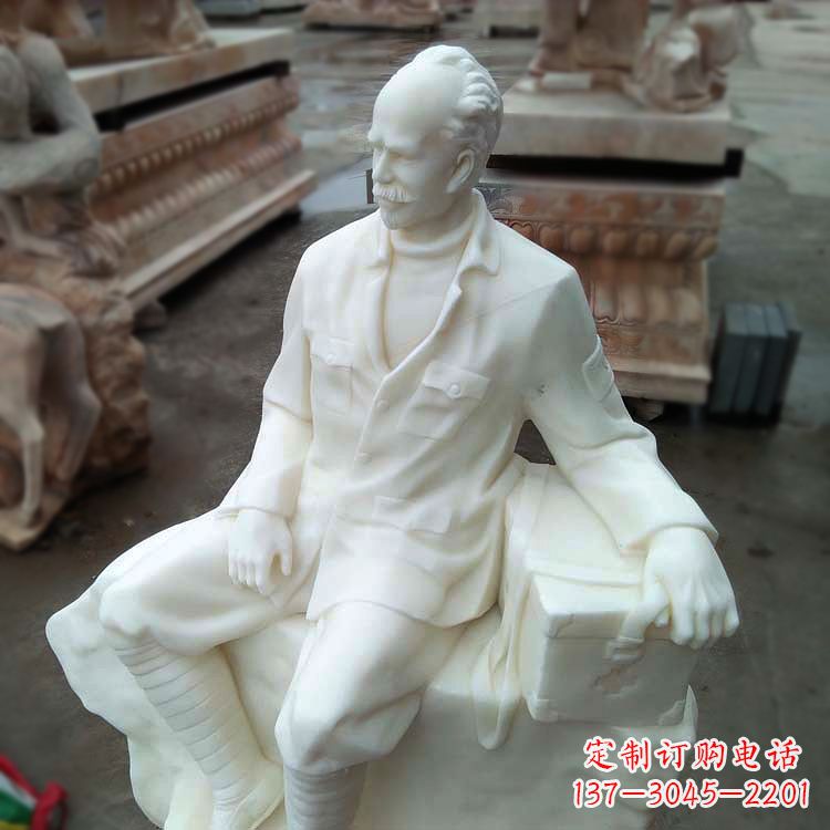 江西汉白玉白求恩坐姿雕塑