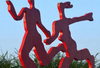 江西中领雕塑-多彩情侣跑步雕塑