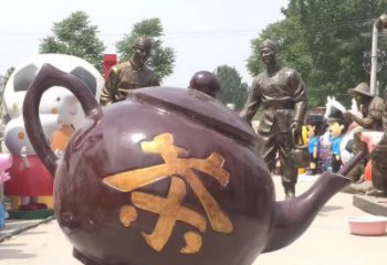 江西高质量广场茶壶铜雕塑