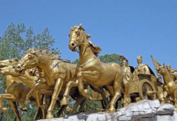 江西中领雕塑：精美古典马车铜雕