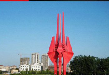 江西中领雕塑红色不锈钢树叶雕塑