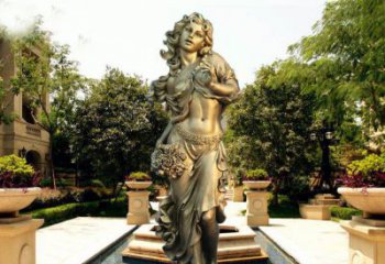 江西华丽蓬勃的铜雕女神像