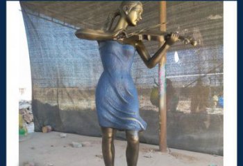 江西精美细腻的西方美女拉小提琴人物雕塑