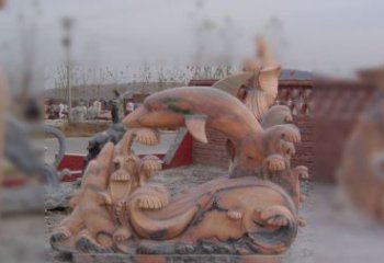 江西海豚海浪石雕，精美艺术品
