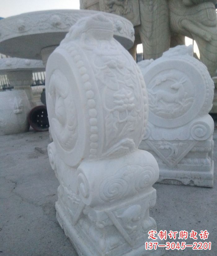 江西汉白玉抱鼓石招财石门墩 (3)