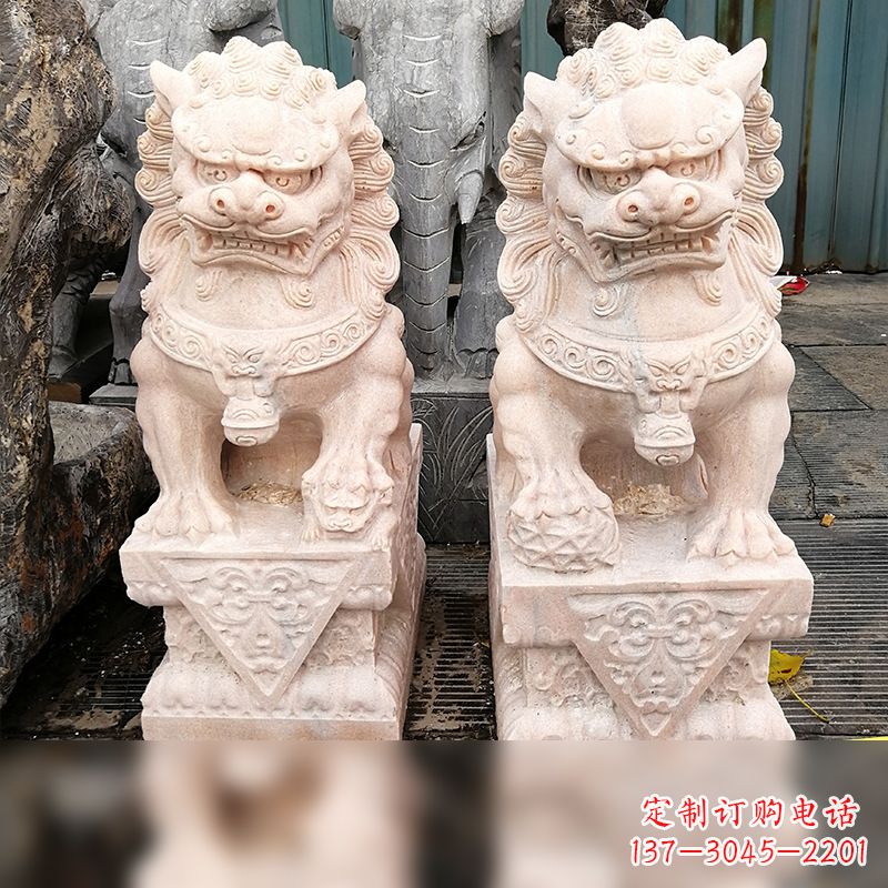 江西汉白玉狮子雕塑,独特雕刻,展现狮子雄势