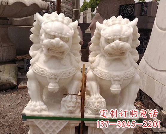 江西精美手工汉白玉狮子石雕