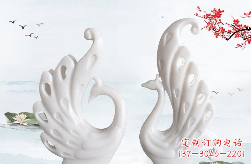 江西汉白玉孔雀艺术雕塑