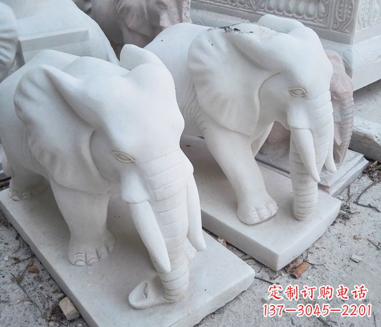 江西汉白玉大象公园动物石雕