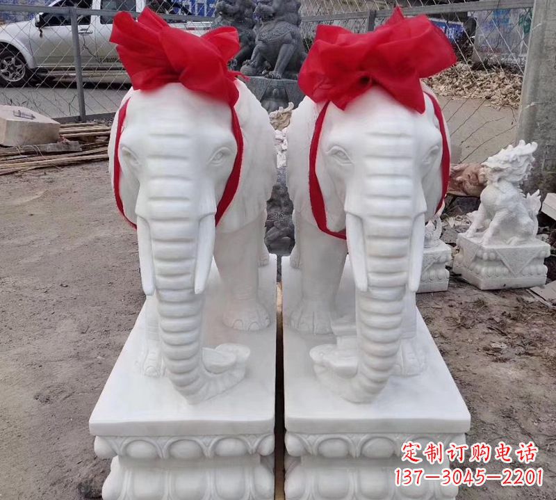 江西中领雕塑象征意义深远的汉白玉大象石雕