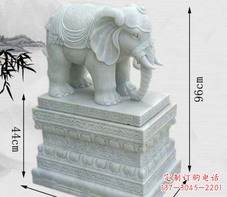 江西汉白玉大象门口镇宅石雕