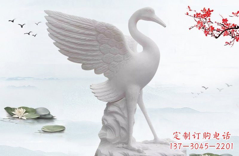 江西开启一段神奇变化之旅——汉白玉仙鹤雕塑