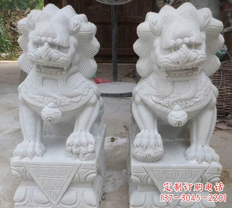 江西汉白玉精美狮子雕塑