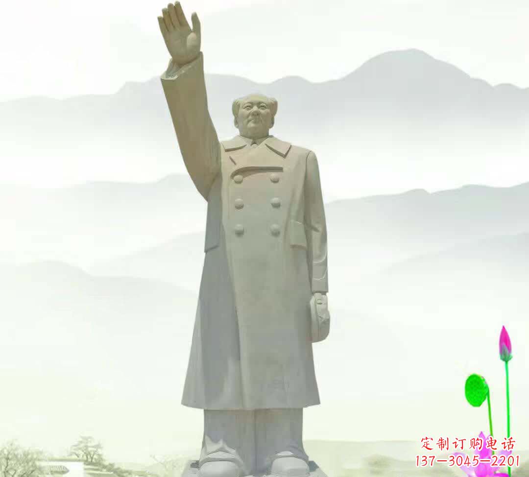 江西汉白玉挥手毛泽东雕塑