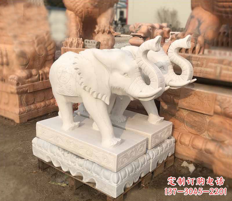 江西汉白玉吉祥如意大象门口镇宅招财石雕