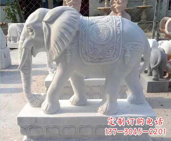 江西汉白玉吉祥如意招财镇宅大象石雕_1