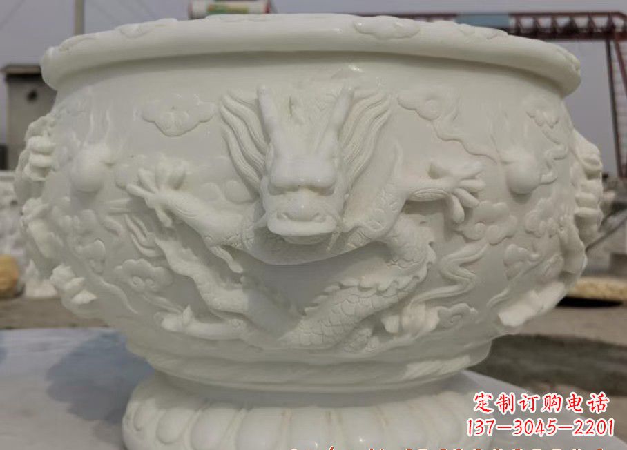 江西中领雕塑汉白玉龙鱼缸雕塑,是由专业雕塑定…