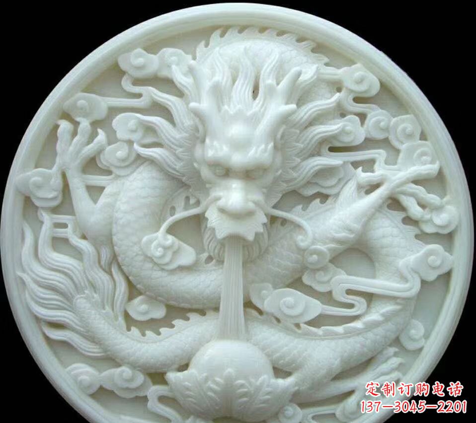 江西汉白玉雕刻龙头摆件,悠然吟诗引领风尚