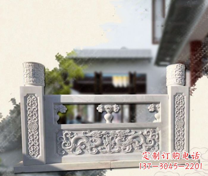 江西汉白玉龙石栏板雕塑