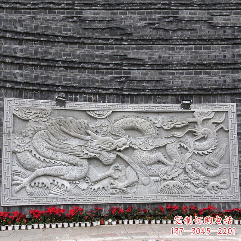 江西汉白玉龙纹浮雕墙