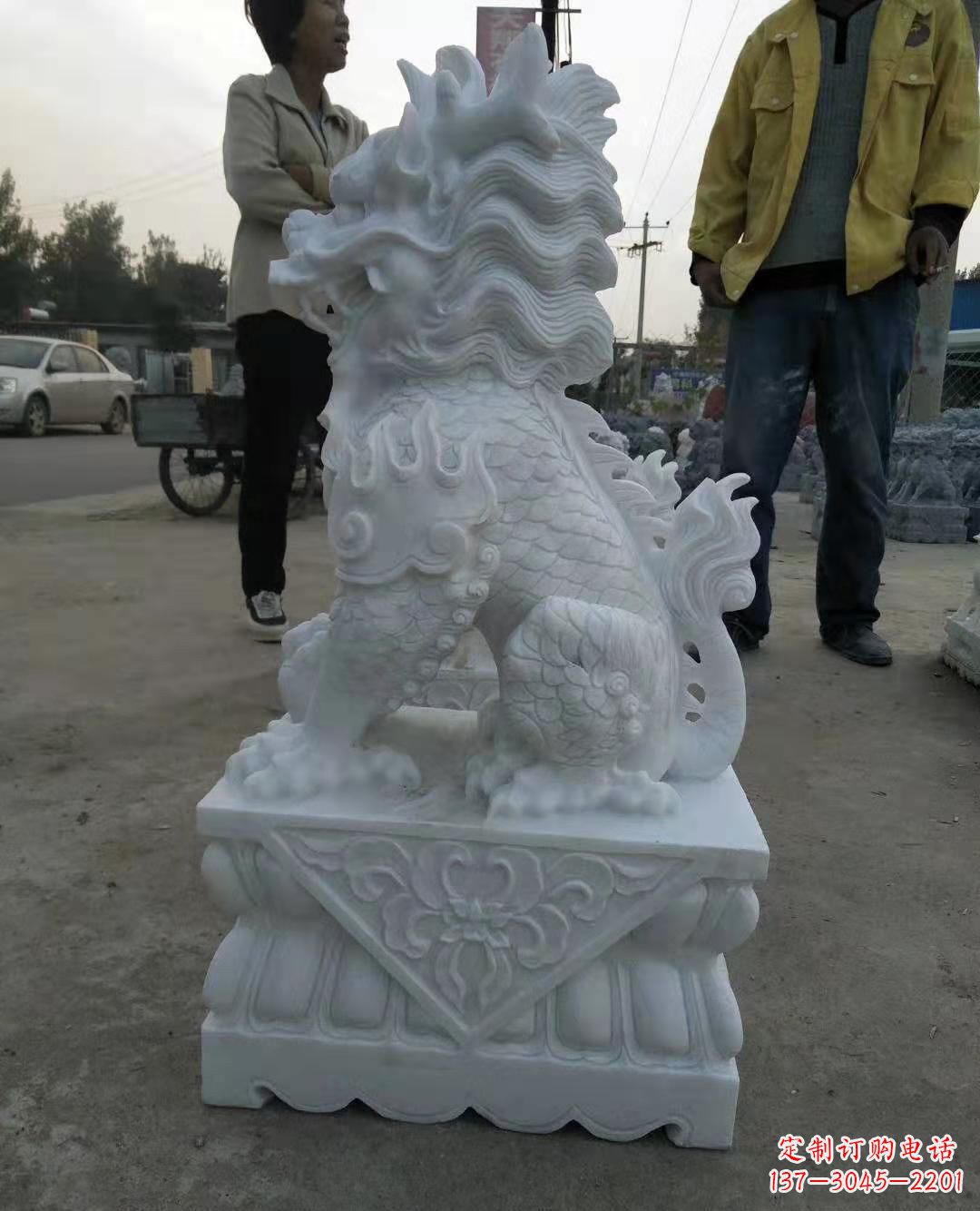 江西汉白玉门口古代神兽镇宅麒麟雕塑