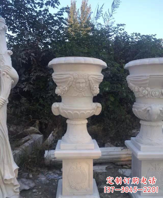江西汉白玉艺术雕塑花盆