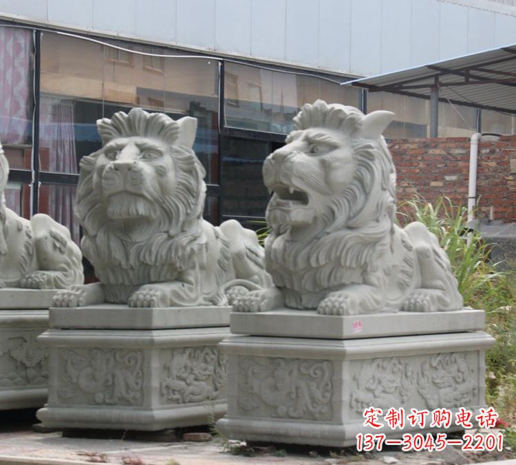江西汉白玉狮子雕塑，欧式风格精美雕塑