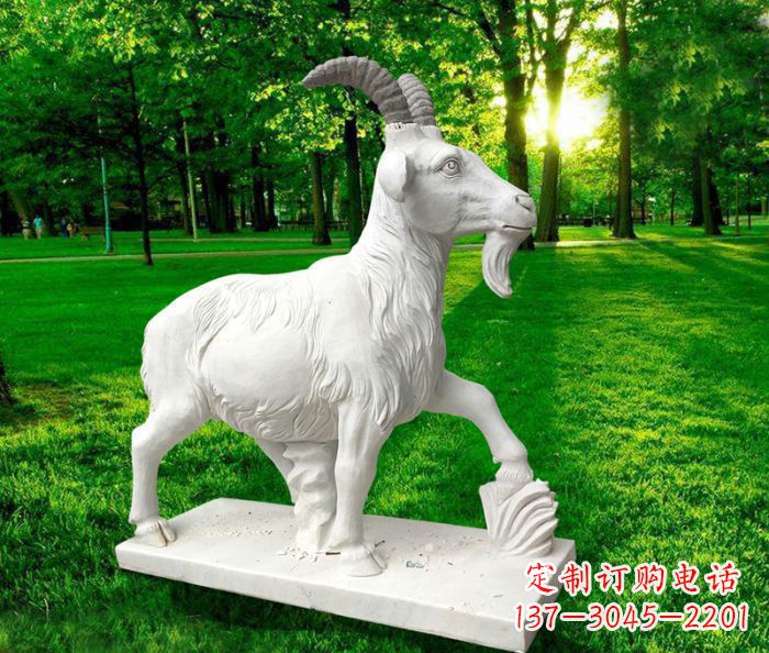 江西汉白玉精美山羊雕塑