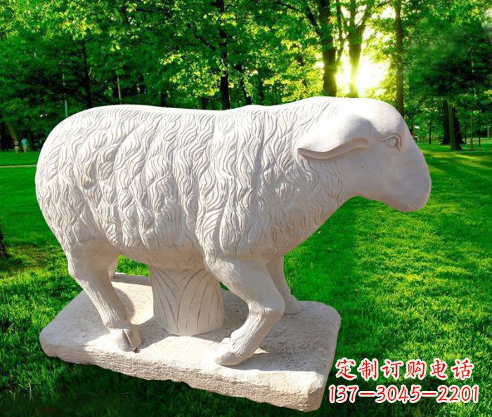 江西中领雕塑的汉白玉山羊石雕是一件雕刻精美的…
