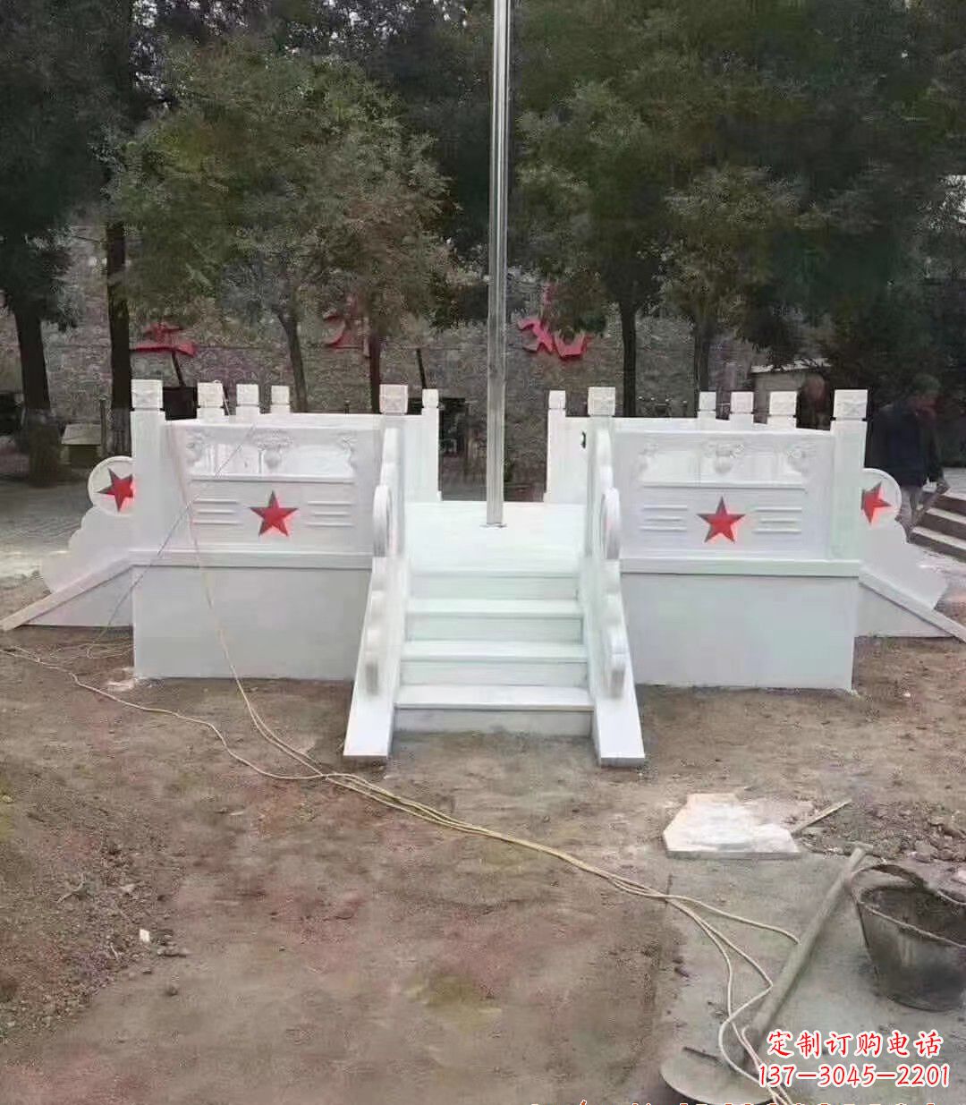 江西高贵典雅的汉白玉升旗台石雕