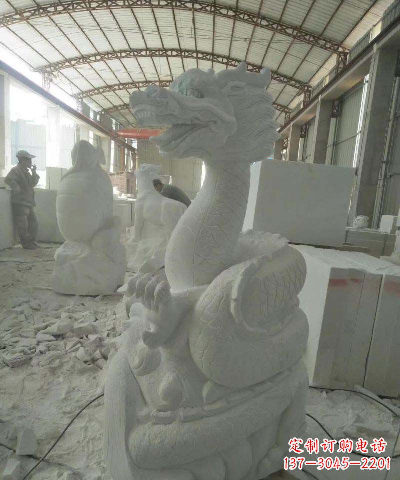 江西高品质汉白玉生肖龙雕塑