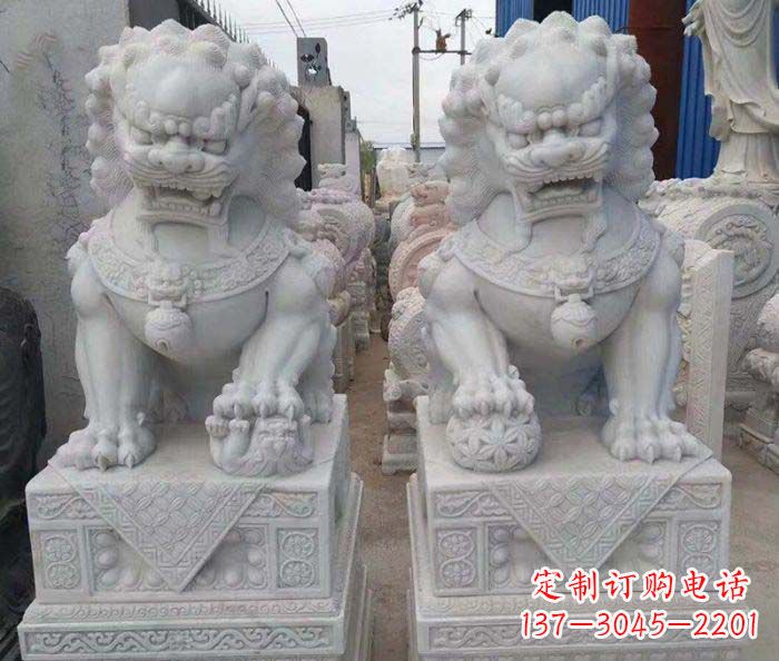 江西汉白玉狮子招财动物石雕
