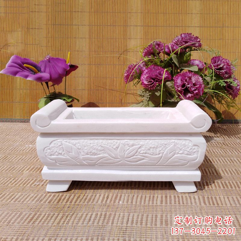 江西汉白玉石特色香炉雕塑
