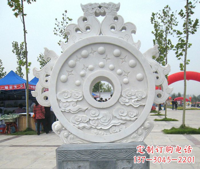 江西精雕细琢汉白玉双龙石门墩雕塑