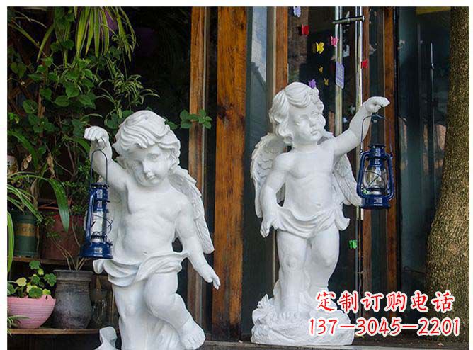 江西白玉天使雕塑,夜晚的灯火璀璨