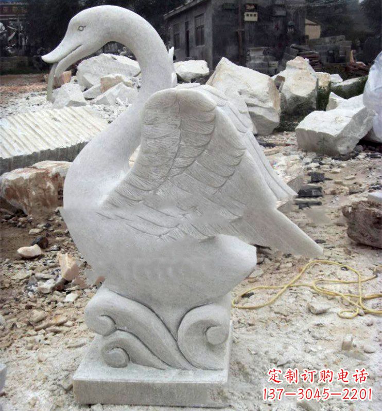 江西汉白玉天鹅喷泉,小区售楼部装饰喷水天鹅雕塑摆件