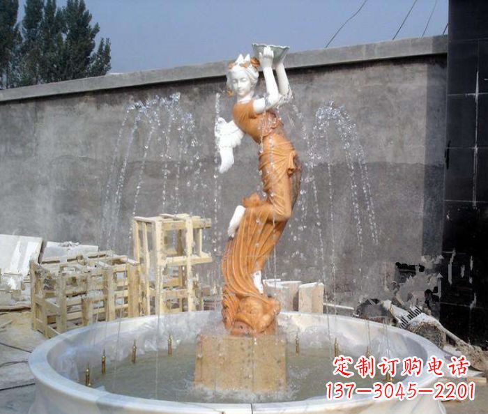 江西高端石膏西方人物公园喷泉雕塑