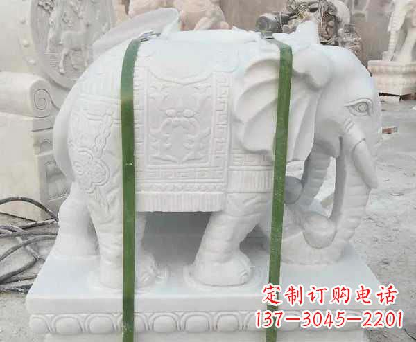 江西瑞气四溢的汉白玉招财大象雕塑