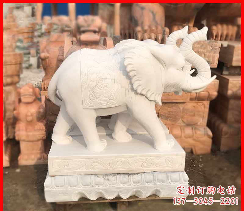 江西汉白玉招财大象石雕 (4)