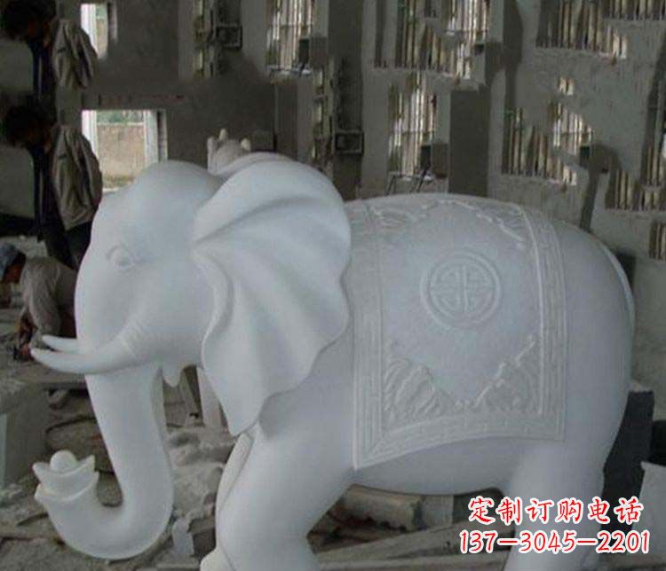 江西汉白玉大象雕塑,带来好运