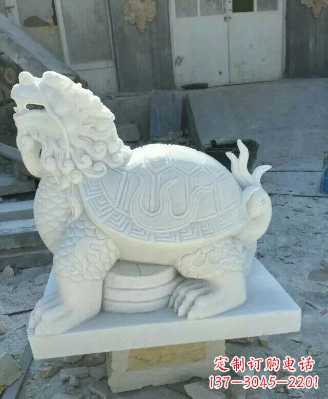 江西汉白玉招财龙龟石雕