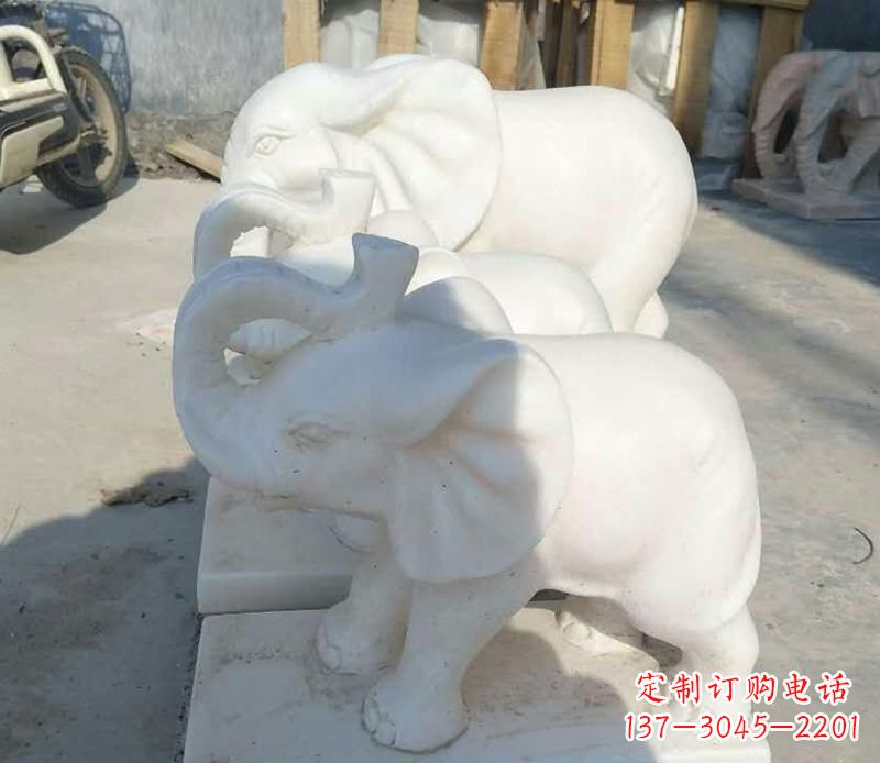 江西汉白玉招财小象雕塑