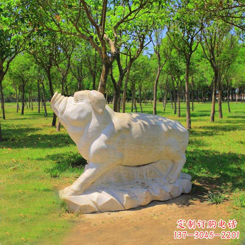 江西传统十二生肖精美手工猪石雕动物雕塑