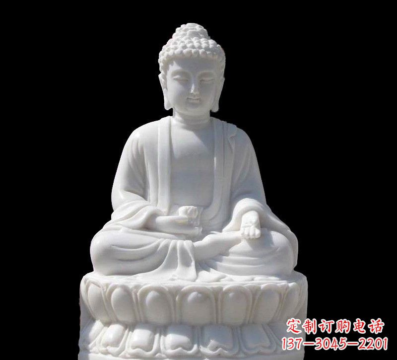 江西汉白玉坐式如来佛像