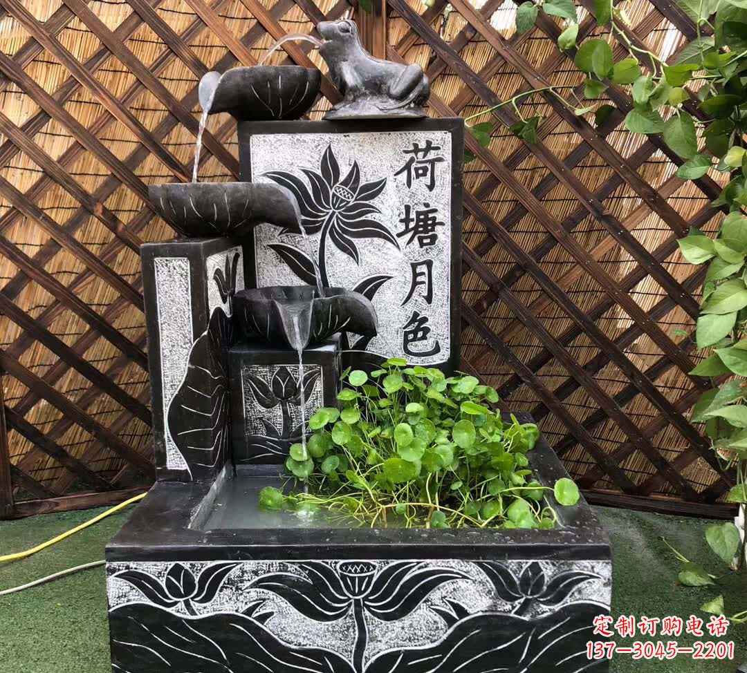 江西荷塘月色景观石雕喷水池