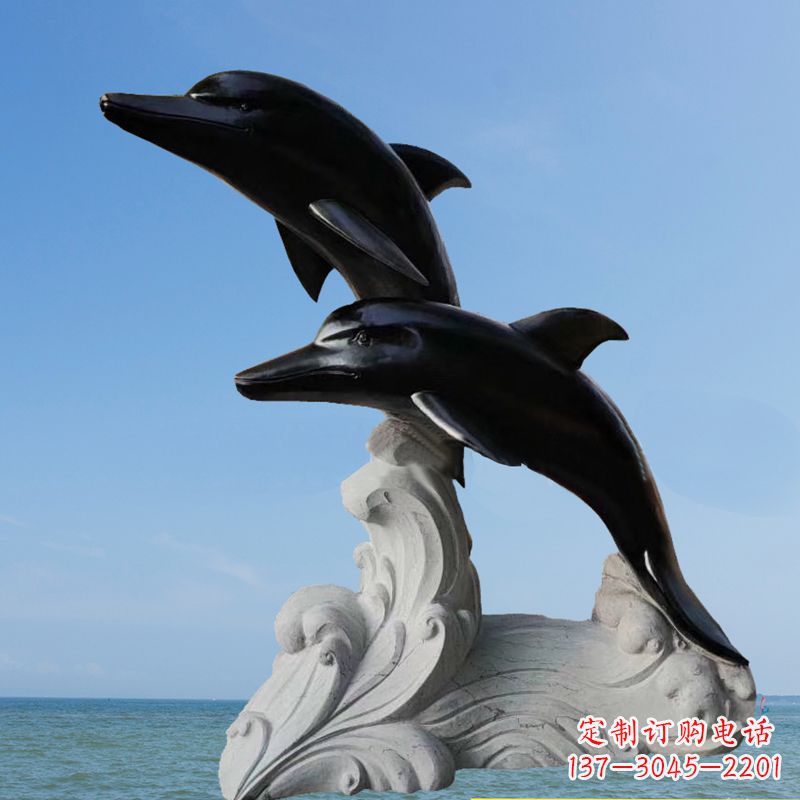 江西黑曜石海豚石雕,让您的家园更加精美